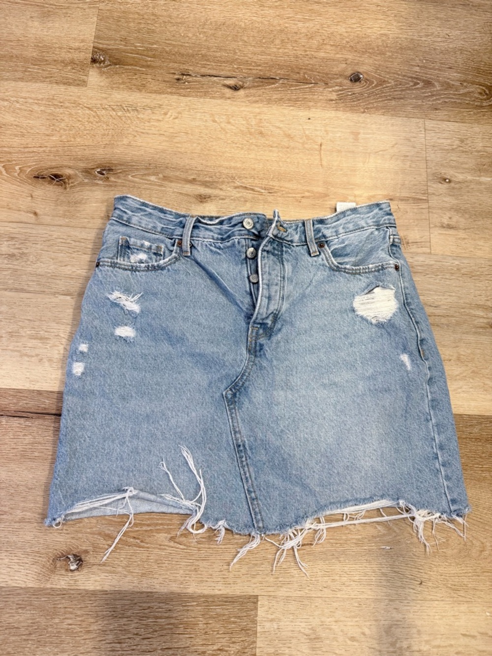 Old Navy Light Blue Distressed Denim Mini Skirt